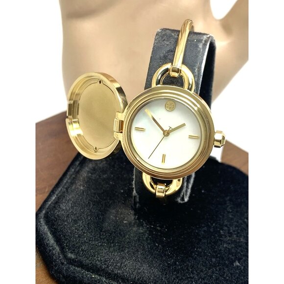 Tory Burch Women's Watch TBW6018SET Mother of Pearl Dial Quartz Bangle Gold - Picture 2 of 15